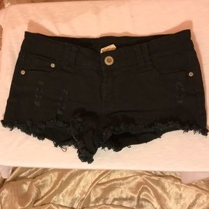 Black denim shorts